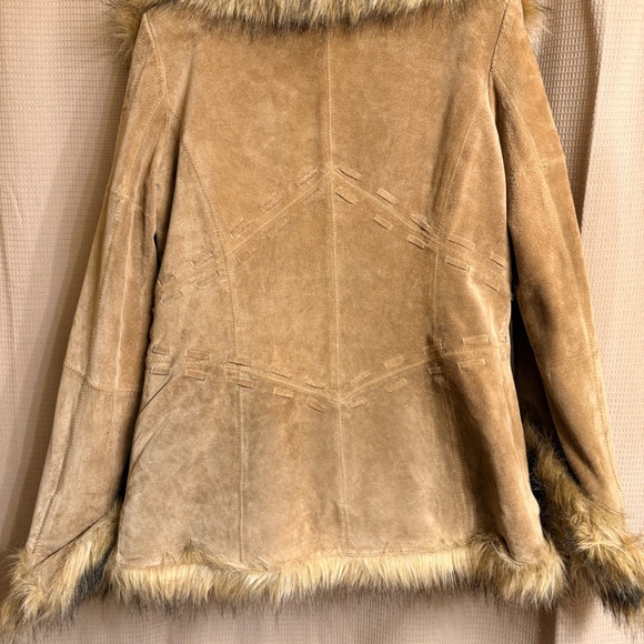 XOXO Genuine Leather Swede Faux Fur Coat Women's M - Picture 7 of 14